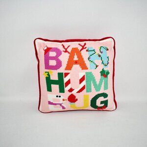 Furbish Studio Bah Humbug Needlepoint Pillow NWT